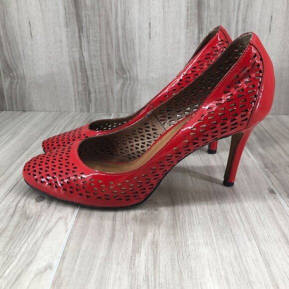 Corso Como Heels Womens 8.5M Red Patent Leather Slip On Pumps - Picture 2 of 11